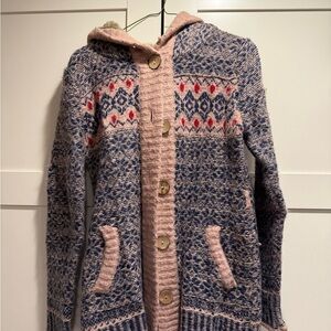 Cozy Hooded Knit Cardigan with Button Closure